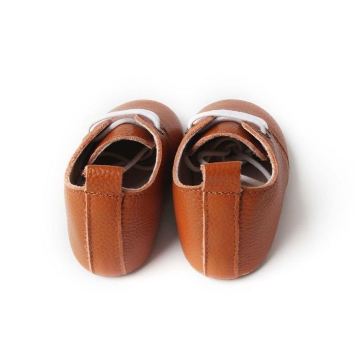 Brown Leather Lace Up Low Rise Boots rear view