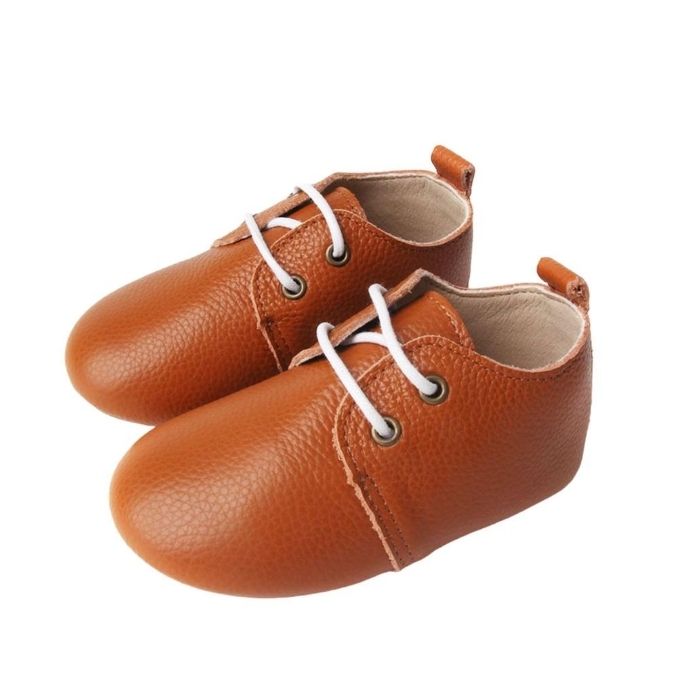 Brown Leather Lace Up Low Rise Boots side view