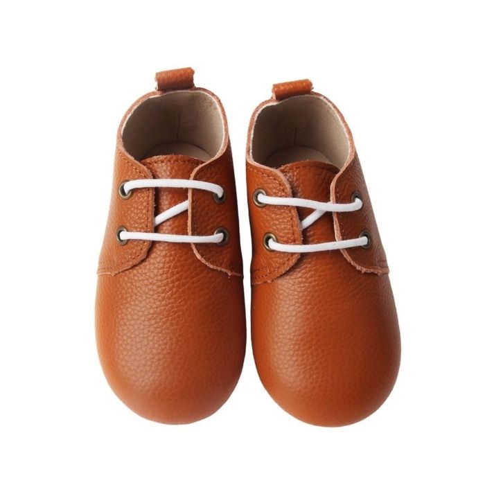 Brown Leather Lace Up Low Rise Boots above view