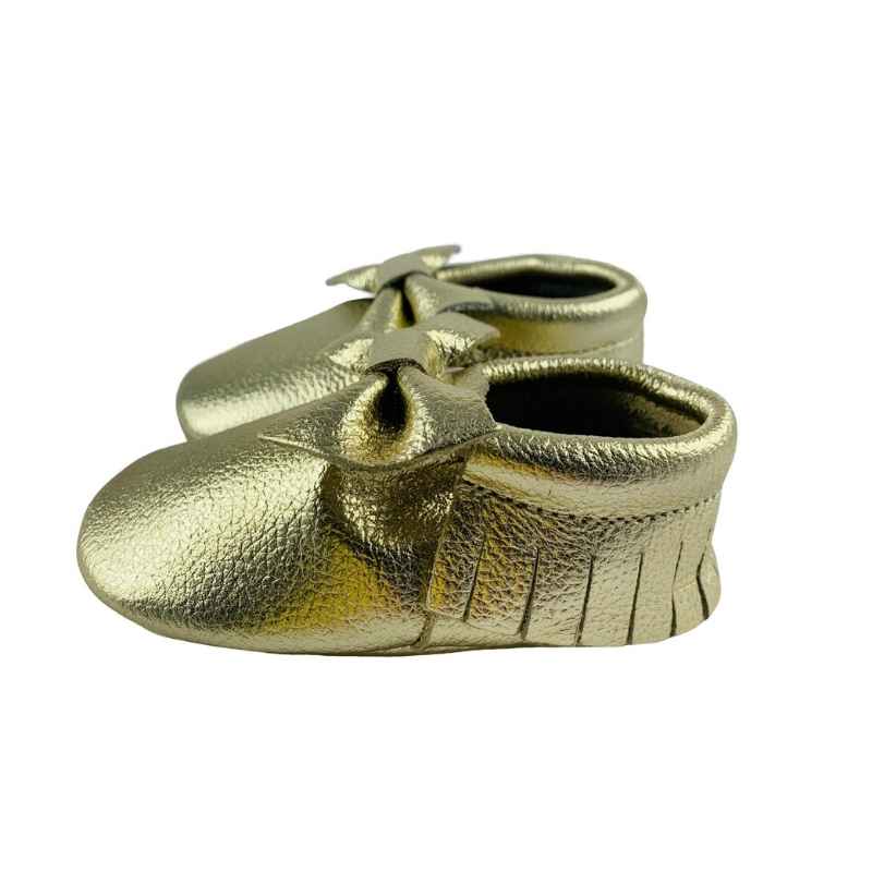 Metallic Gold Bow | Soft Sole