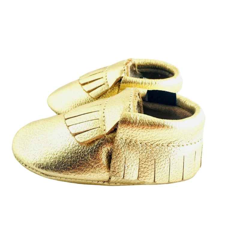 Classic Soft Sole shoes for babies in Metallic Gold Colour Side View