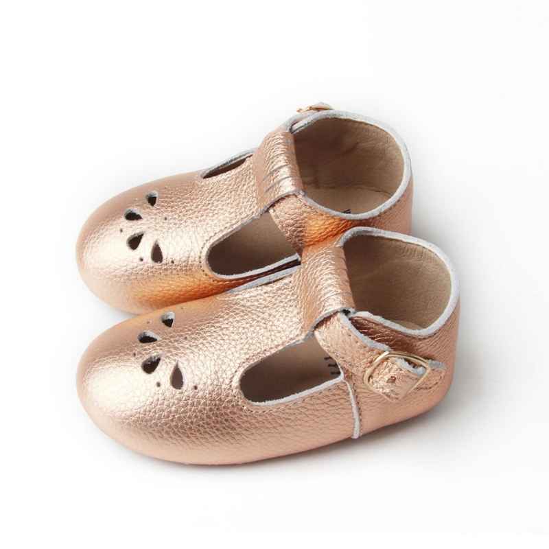Rose Gold Baby T Bar Shoes | Soft Sole