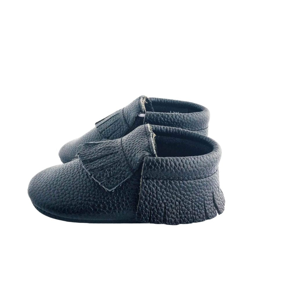Jett Black Baby Moccasins | Soft Sole