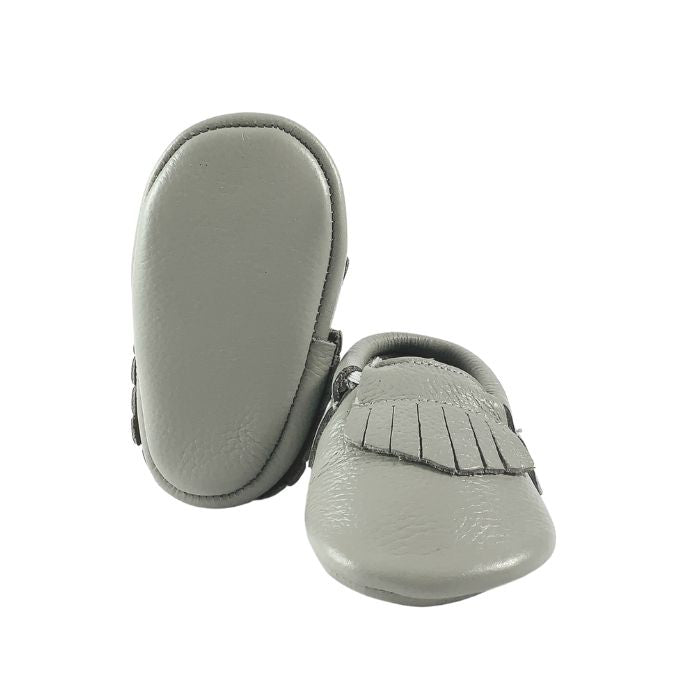 Grey Moccasin Soft Sole Shoes sole view 