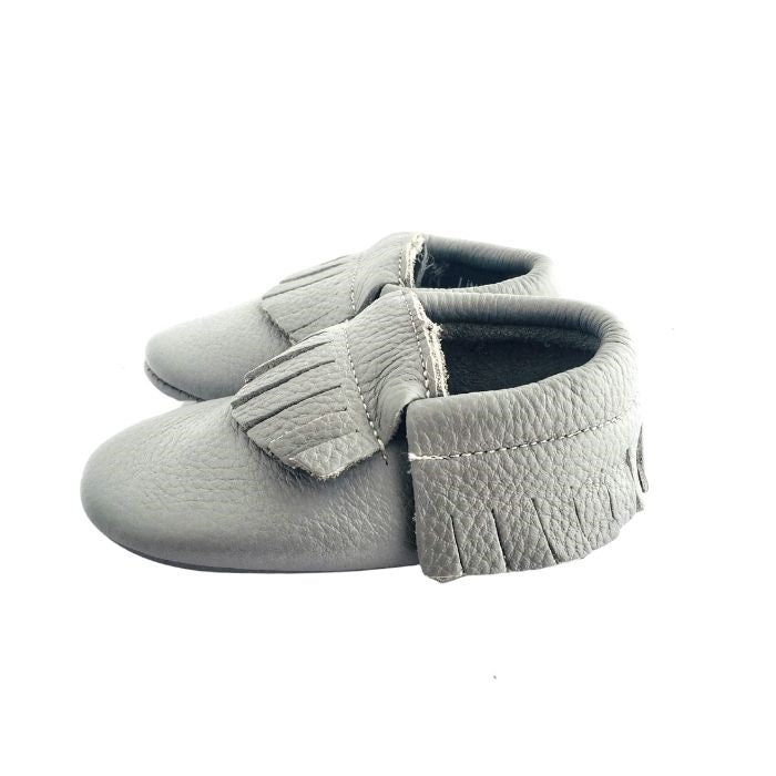 Grey Moccasin Soft Sole Shoes side view 
