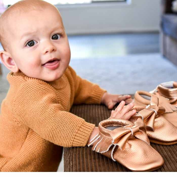 Rose Gold Bow | Soft Sole